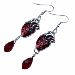 Creepy Heart Organs Earrings for Women.Gothic Human Heart Dangle Earring Punk Drop Earrings Halloween Jewelry Gifts(Hoop Earring)