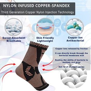 LISEPWU Copper Ankle Brace, Copper Infused Ankle Support Compression Sleeve for Men & Women, for Foot Pain Relief,Sprained Ankle, Achilles Tendonitis,Recovery, Daytime or Night Use(XL)