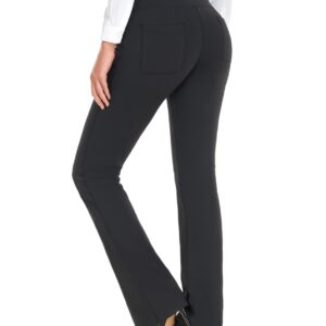 Safort 28" 30" 32" 34" Inseam Regular Tall Bootcut Yoga Pants, 4 Pockets, UPF50+, 31 Inseam, Black, XXXL