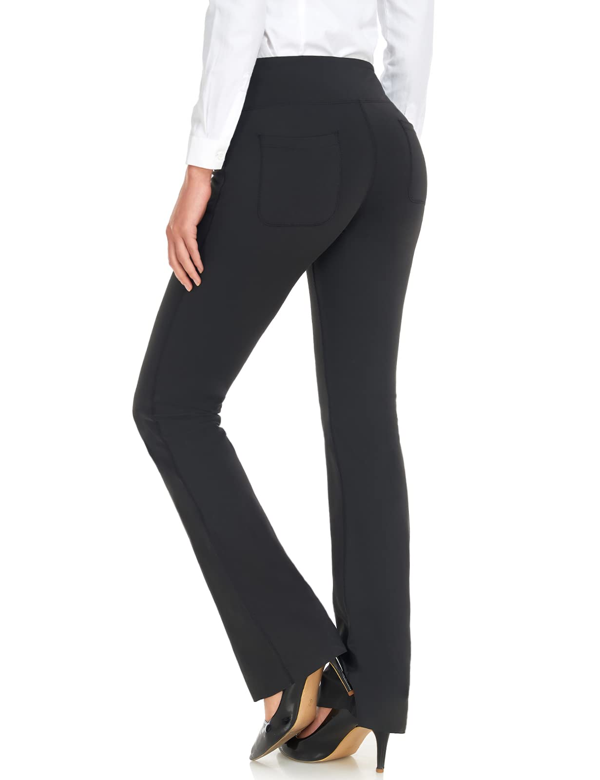 Safort 28" 30" 32" 34" Inseam Regular Tall Bootcut Yoga Pants, 4 Pockets, UPF50+, 31 Inseam, Black, XXXL