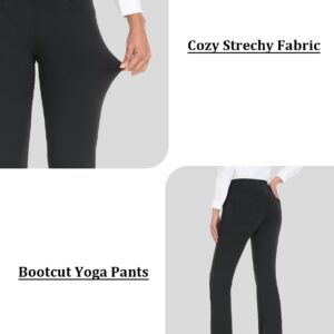 Safort 28" 30" 32" 34" Inseam Regular Tall Bootcut Yoga Pants, 4 Pockets, UPF50+, 31 Inseam, Black, XXXL