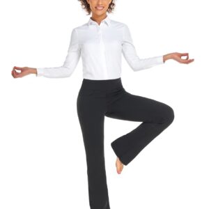 Safort 28" 30" 32" 34" Inseam Regular Tall Bootcut Yoga Pants, 4 Pockets, UPF50+, 31 Inseam, Black, XXXL