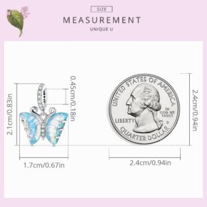 WOSTU Crystal Butterfly Charm for Bracelet Dazzling Butterfly 925 Sterling Silver Crystal Pendant Charm Fit Euripean Bangle Charm Bracelet DIY Jewelry