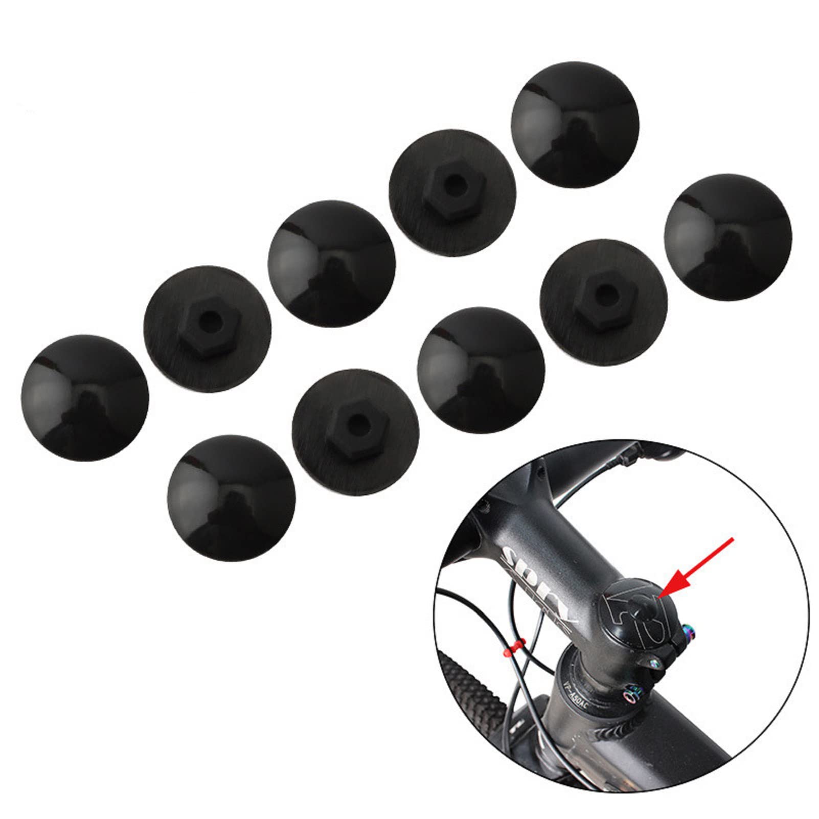 10 Pieces M6 Screw Bike Stem Top Cap Bowl Covers Front Fork Stem Top Caps Waterproof Cycling Headset Stem Top Cap for Roadbike, Mountain Bike, BMX