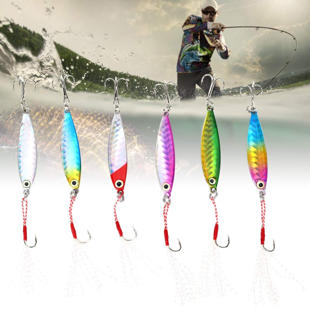 ZPSHYD Artificial Attractive Iron Plate Bait, 6PCS Long Shooting Fishing Sequin Lure, Iron Plate Bait Tool Accessory for Sea Fishing