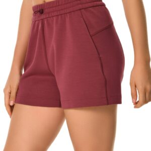 Colorfulkoala Women's High Waisted Ultra Soft Athletic Jersey Shorts Casual Summer Lounge Pants with Pockets (M, Wine Red)