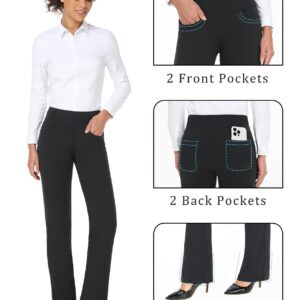 Safort 28" 30" 32" 34" Inseam Regular Tall Bootcut Yoga Pants, 4 Pockets, UPF50+, 31 Inseam, Black, XXXL