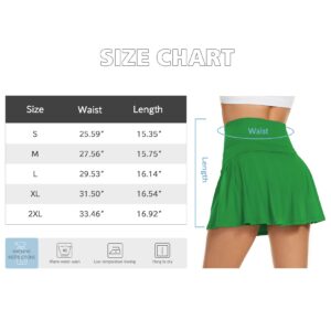 Century Star Tennis Skirts with Pockets for Women Pleated Shorts High Waisted Sports Mini A Line Athletic Golf Running Skirts 09 Green X-Large