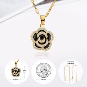 QGoliver Necklace for Daughter Rose Necklace for Teen Girls Women 18K Gold Plated Classic Black Rose Necklace Gift for Grandaughter/Bonus Daughter (To My Beautiful Daughter)