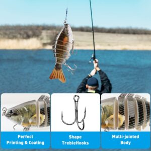 Fishing Lures Topwater Bass Trout Bait 3 PCS Multi Jointed Swimbaits Slow Sinking Bait Set for Saltwater/Freshwater 4-5.1 in