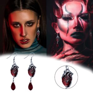 Creepy Heart Organs Earrings for Women.Gothic Human Heart Dangle Earring Punk Drop Earrings Halloween Jewelry Gifts(Hoop Earring)