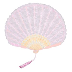 vintage handheld folding fan handmade lace elegant summer girl dance fan shell fan for wedding party cosplay (color : c)