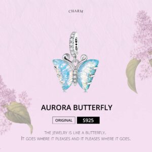 WOSTU Crystal Butterfly Charm for Bracelet Dazzling Butterfly 925 Sterling Silver Crystal Pendant Charm Fit Euripean Bangle Charm Bracelet DIY Jewelry