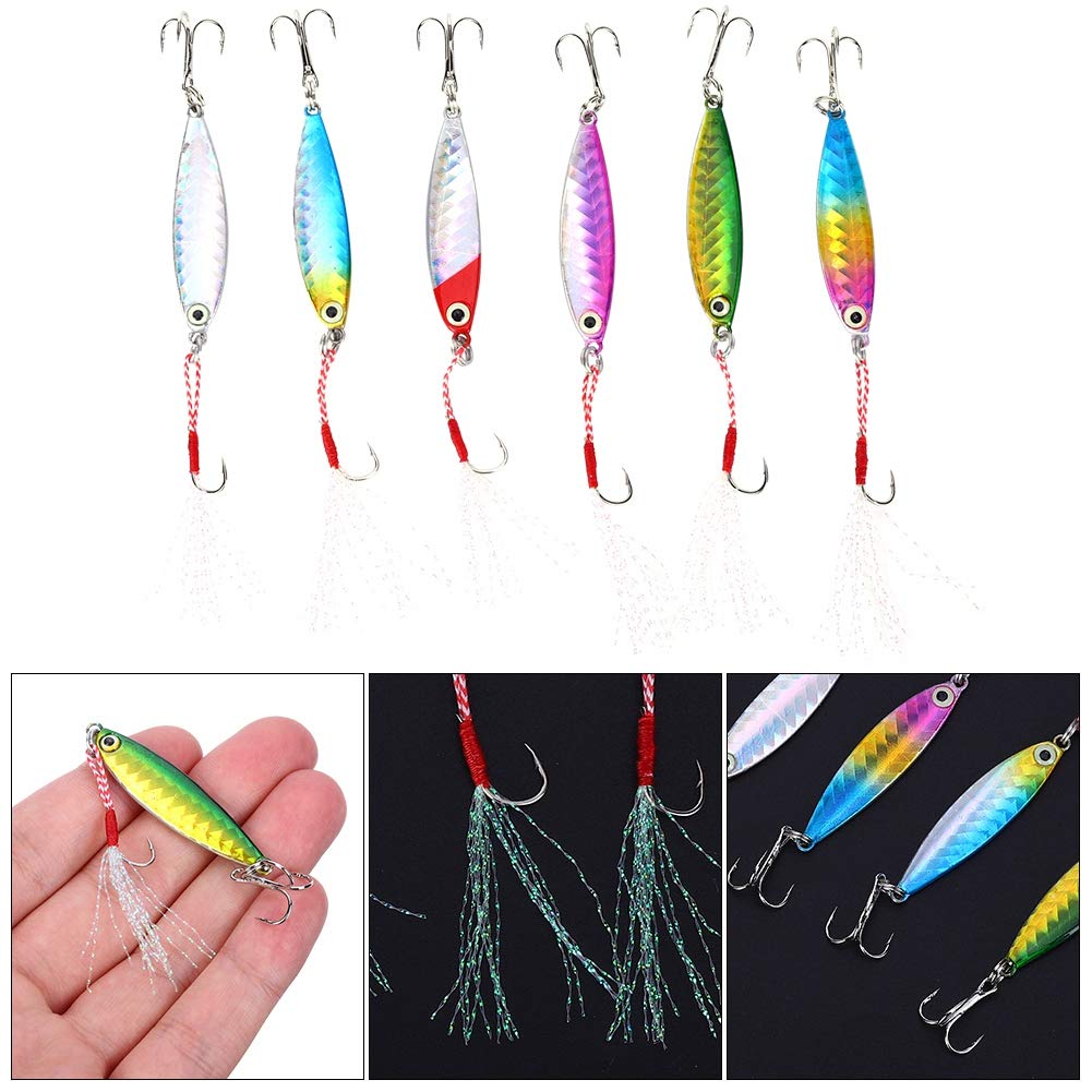 ZPSHYD Artificial Attractive Iron Plate Bait, 6PCS Long Shooting Fishing Sequin Lure, Iron Plate Bait Tool Accessory for Sea Fishing