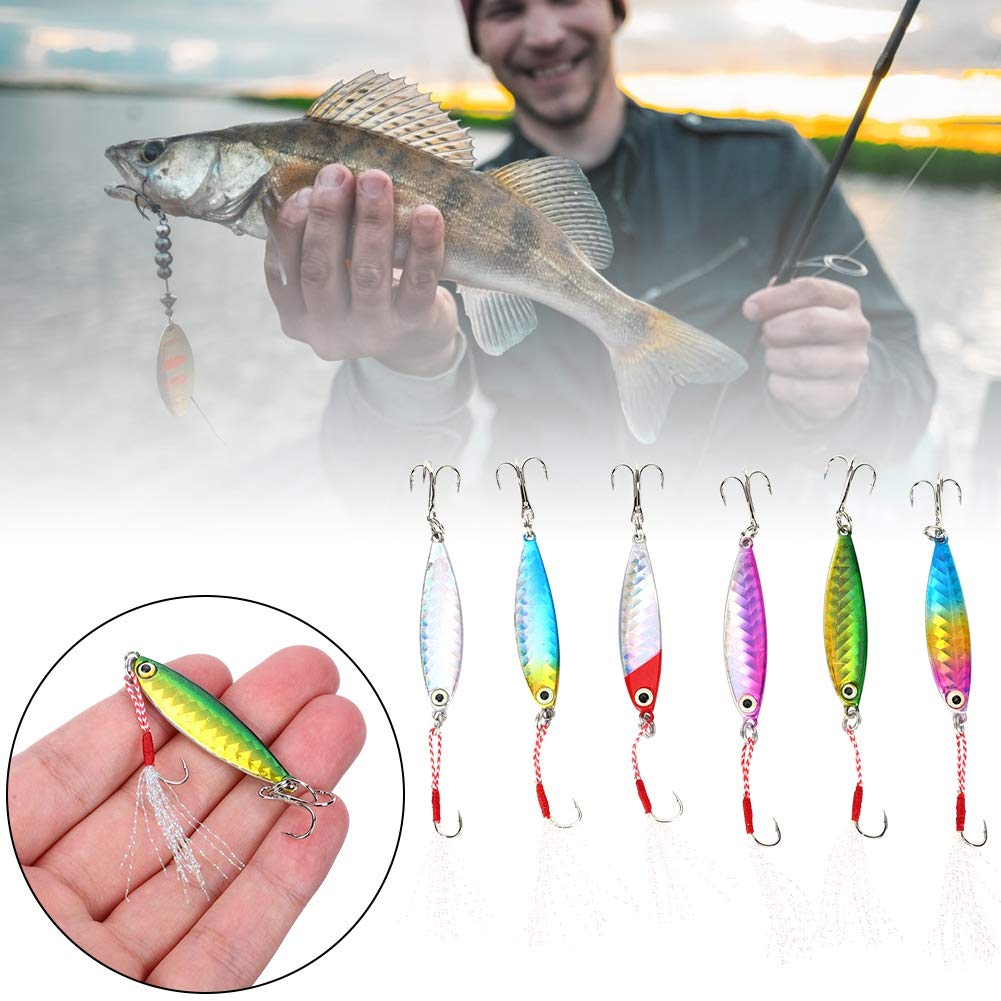 ZPSHYD Artificial Attractive Iron Plate Bait, 6PCS Long Shooting Fishing Sequin Lure, Iron Plate Bait Tool Accessory for Sea Fishing