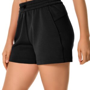 Colorfulkoala Women's High Waisted Ultra Soft Athletic Jersey Shorts Casual Summer Lounge Pants with Pockets (L, Black)