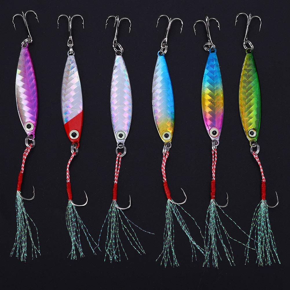 ZPSHYD Artificial Attractive Iron Plate Bait, 6PCS Long Shooting Fishing Sequin Lure, Iron Plate Bait Tool Accessory for Sea Fishing