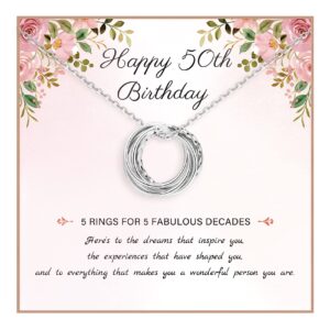 bmmye 50th birthday gifts for women, gold silver necklace circle pendant mothers day jewelry 50 year old birthday gifts ideas for mom sister friend