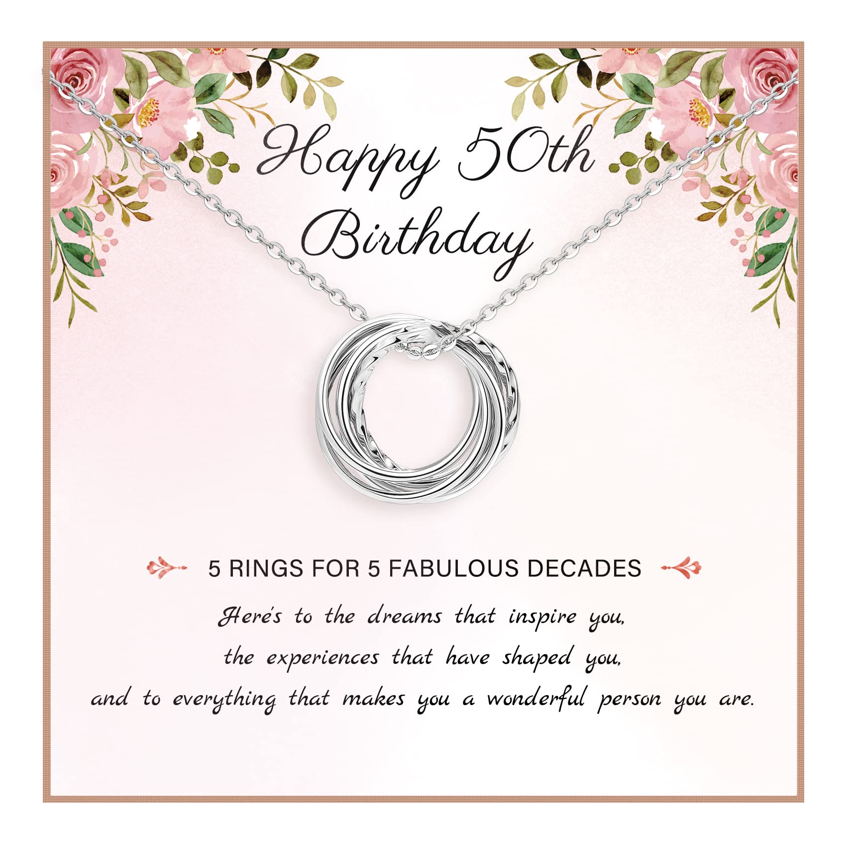 BMMYE 50th Birthday Gifts for Women, Gold Silver Necklace Circle Pendant Mothers Day Jewelry 50 Year Old Birthday Gifts Ideas for Mom Sister Friend