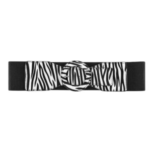 CHIC DIARY Elastic Waist Belt for Women Zebra Print Wide Cinch Belt Stretchy Waistband