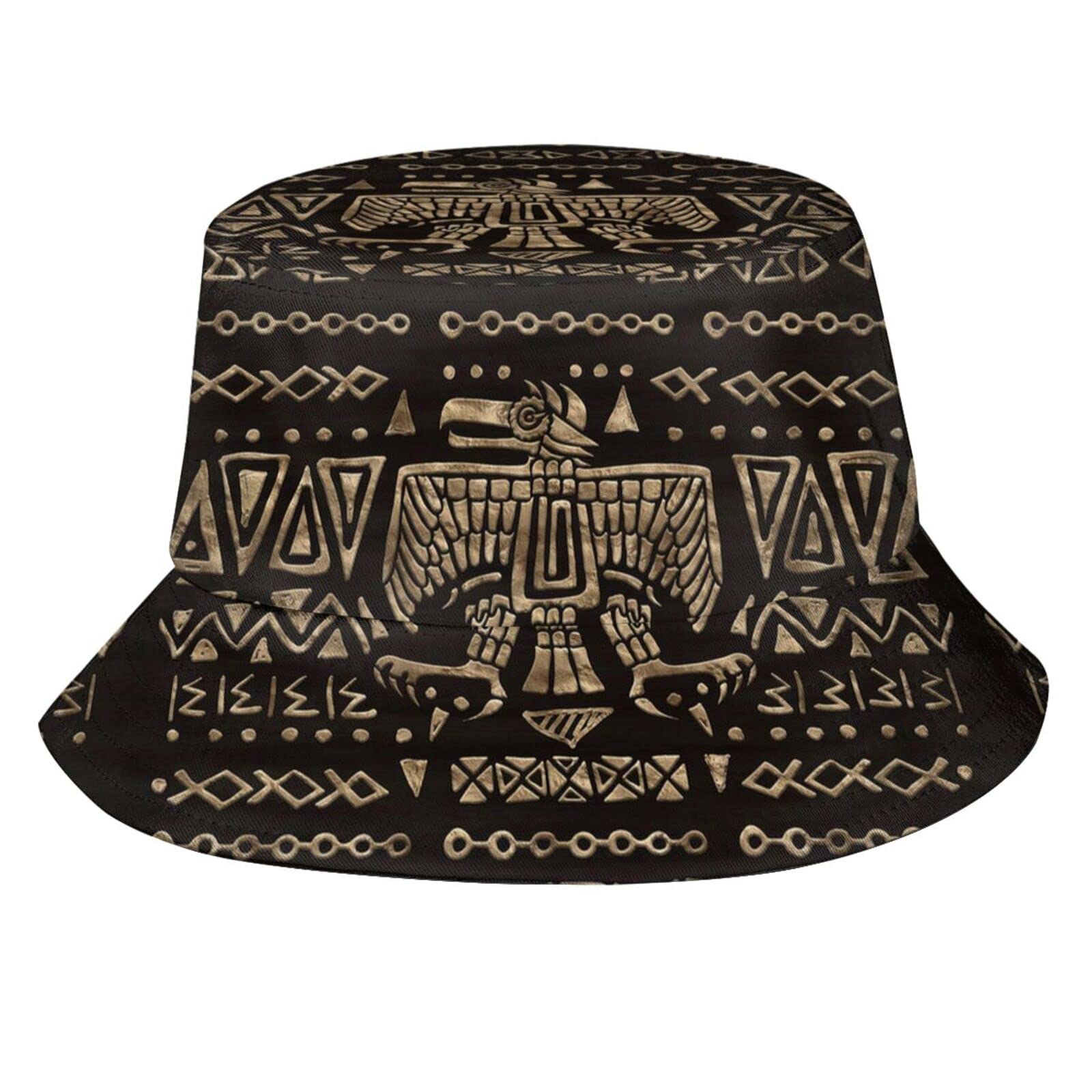 African Print Bucket Hat African Egyptian Culture Summer Fisherman Cap Outdoor Beach Sun Hats for Women Men