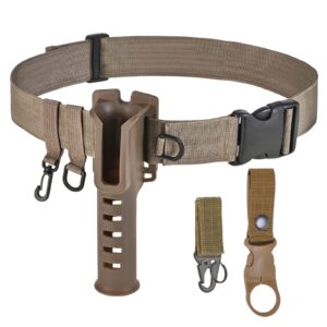 fishing wading belt rod holder adjustable wader fishing waist belt for fly surf casting spinning fishing pole fishing tackle (khaki)