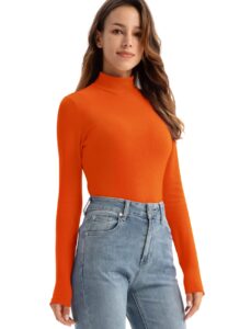 yumiday mock turtleneck base layer women(orange,xl)