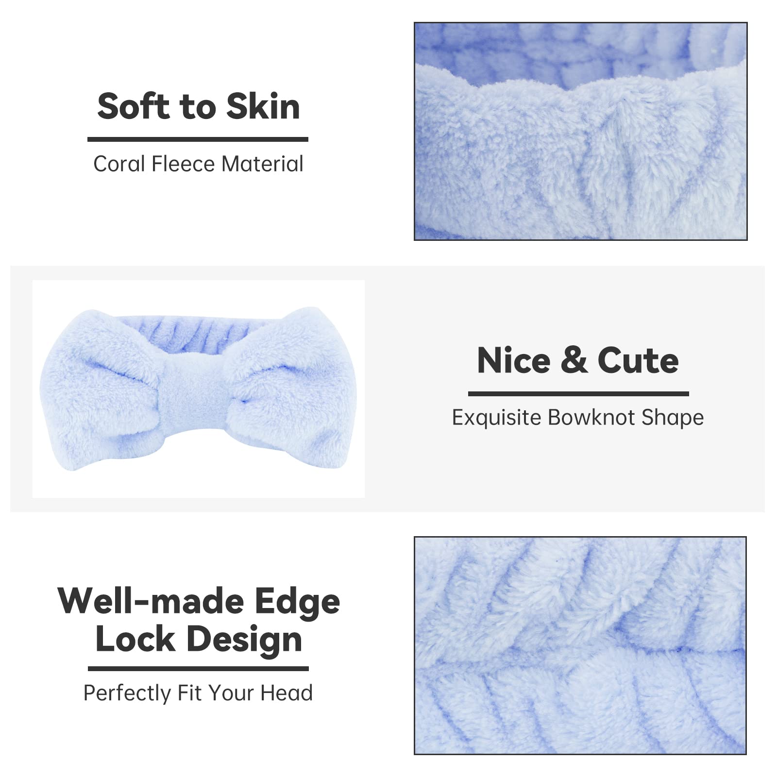 Ondder Spa Headband for Washing Face 8 Pack Aossrted Skincare Headbands for Women Girls Terry Cloth Cute Makeup Headbands Head Bands with Bow