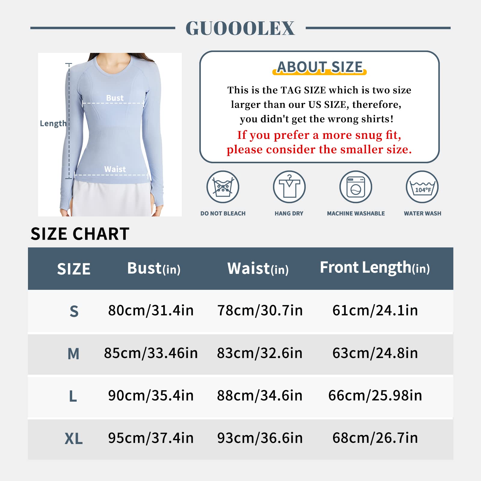 Long Sleeve Workout Shirts for Women Seamless Yoga Tops, Running T-Shirt Breathable Gym Athletic Tops Slim Fit Blue