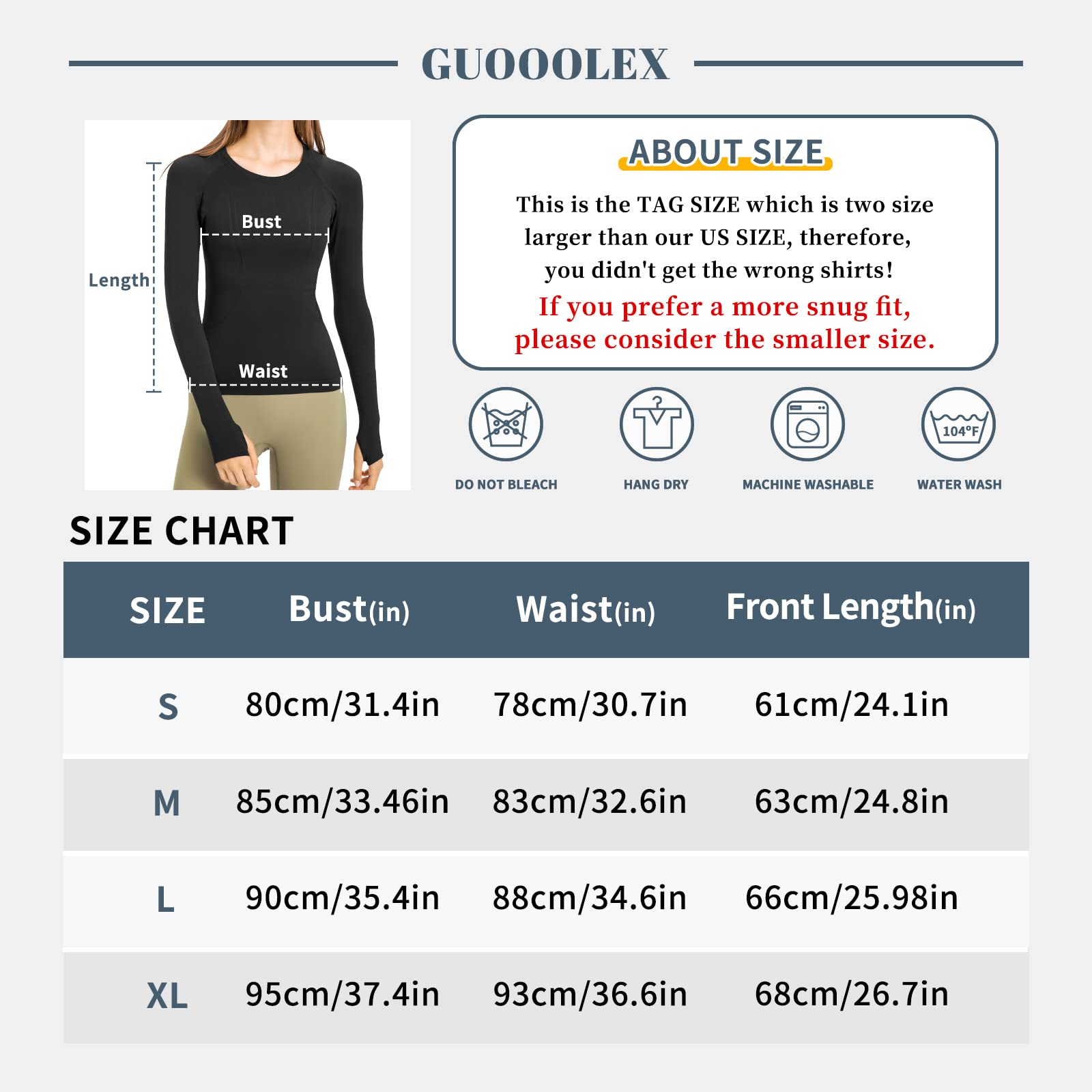 Long Sleeve Workout Shirts for Women Seamless Yoga Tops, Running T-Shirt Breathable Gym Athletic Tops Slim Fit Black