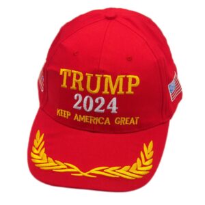 2pcs Trump Hat 2024 Trump Keep America Great Red Baseball Cap with America Flag Adjustable Cap