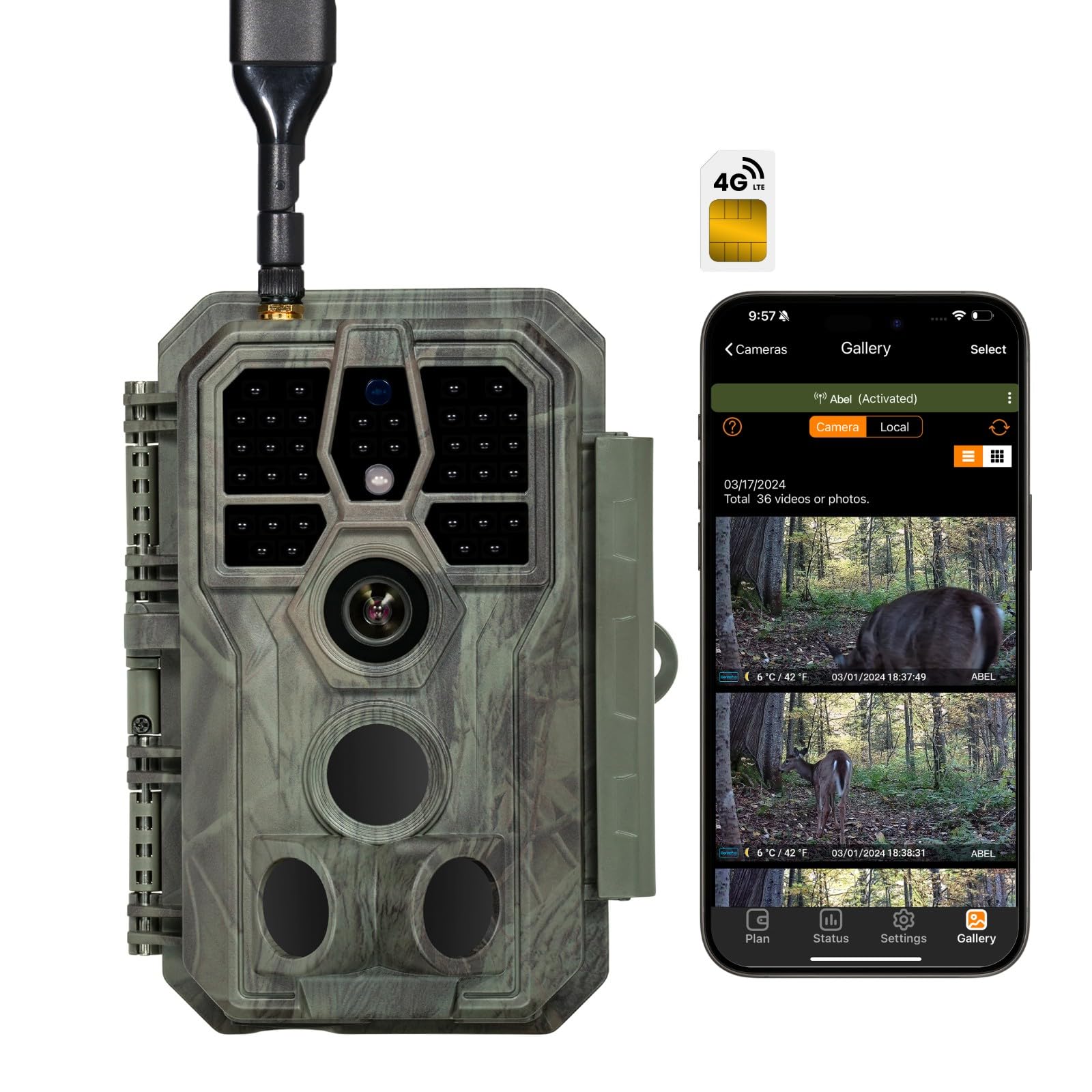 GardePro X50 Cellular Trail Camera, Full Video Preview, No-Glow IR, AT&T & T-Mobile, Game Cameras with 32MP H.265 1296p, 0.1s Trigger Speed, 100ft Night Vision