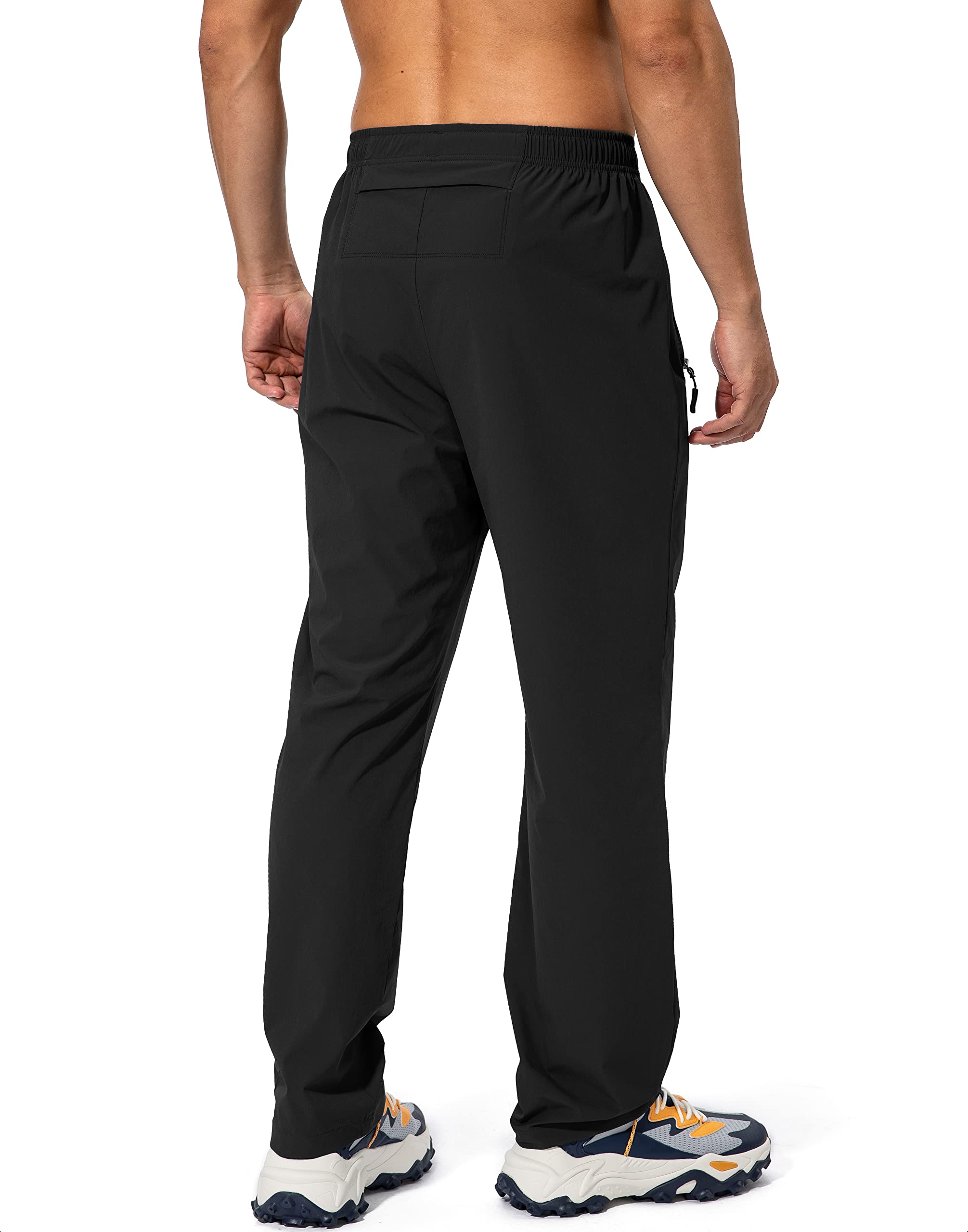 Pudolla Men's Workout Athletic Pants Elastic Waist Jogging Running Pants for Men with Zipper Pockets (Black 3XL)