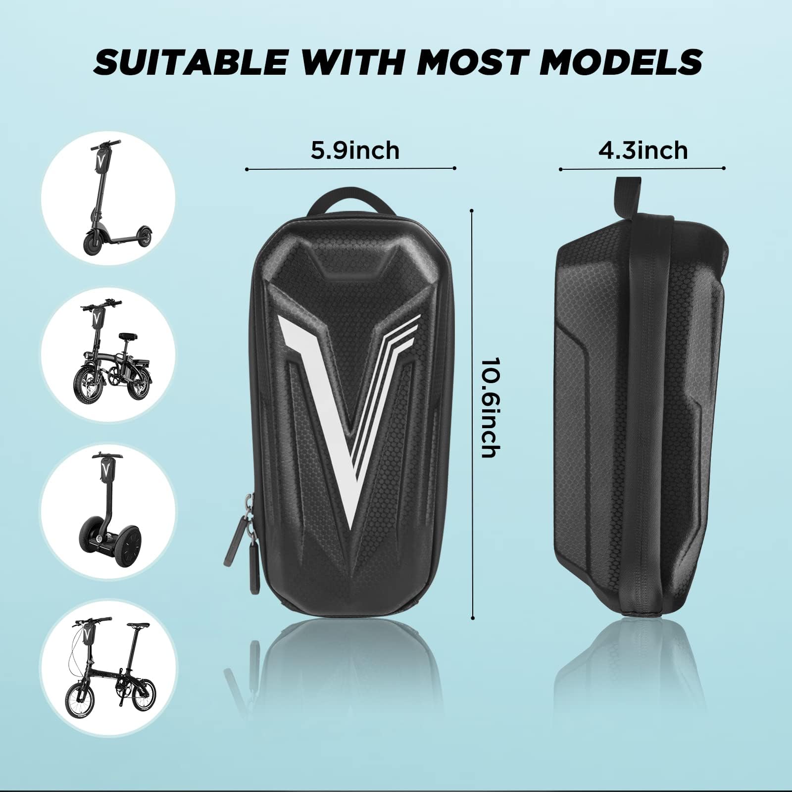 Vitalismo Electric Scooter Bag Scooter Accessories for Adults Kick Scooter Front Bag Waterproof EVA E Scooter Storage Bag Large Capacity Universal Scooter Handlebar Bag (2L)