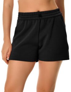 colorfulkoala women's high waisted ultra soft athletic jersey shorts casual summer lounge pants with pockets (l, black)