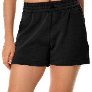 Colorfulkoala Women's High Waisted Ultra Soft Athletic Jersey Shorts Casual Summer Lounge Pants with Pockets (L, Black)