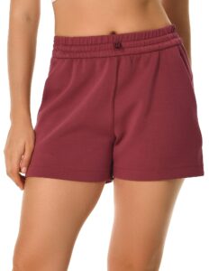 colorfulkoala women's high waisted ultra soft athletic jersey shorts casual summer lounge pants with pockets (m, wine red)