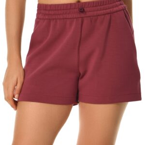 Colorfulkoala Women's High Waisted Ultra Soft Athletic Jersey Shorts Casual Summer Lounge Pants with Pockets (M, Wine Red)