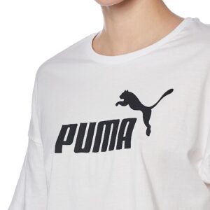 PUMA Women's Essentials Cropped Logo Tee, White, X-Small