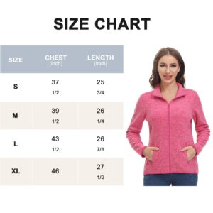 COZZIPLUS Women Zip Up Sweater Jacket with Fleece Interior, Warm Knitted Fleece Jacket with Pockets (Rose Fuchsia Melange, X-Large)