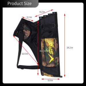 FENJANER Archery Quivers Arrow Hip Quiver with 4 Tubes Adjustable Waist Belt Storage Compartment for Accessories Tools,Release Tab,Score Card (Camo)