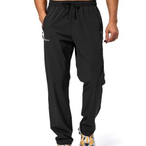 Pudolla Men's Workout Athletic Pants Elastic Waist Jogging Running Pants for Men with Zipper Pockets (Black 3XL)