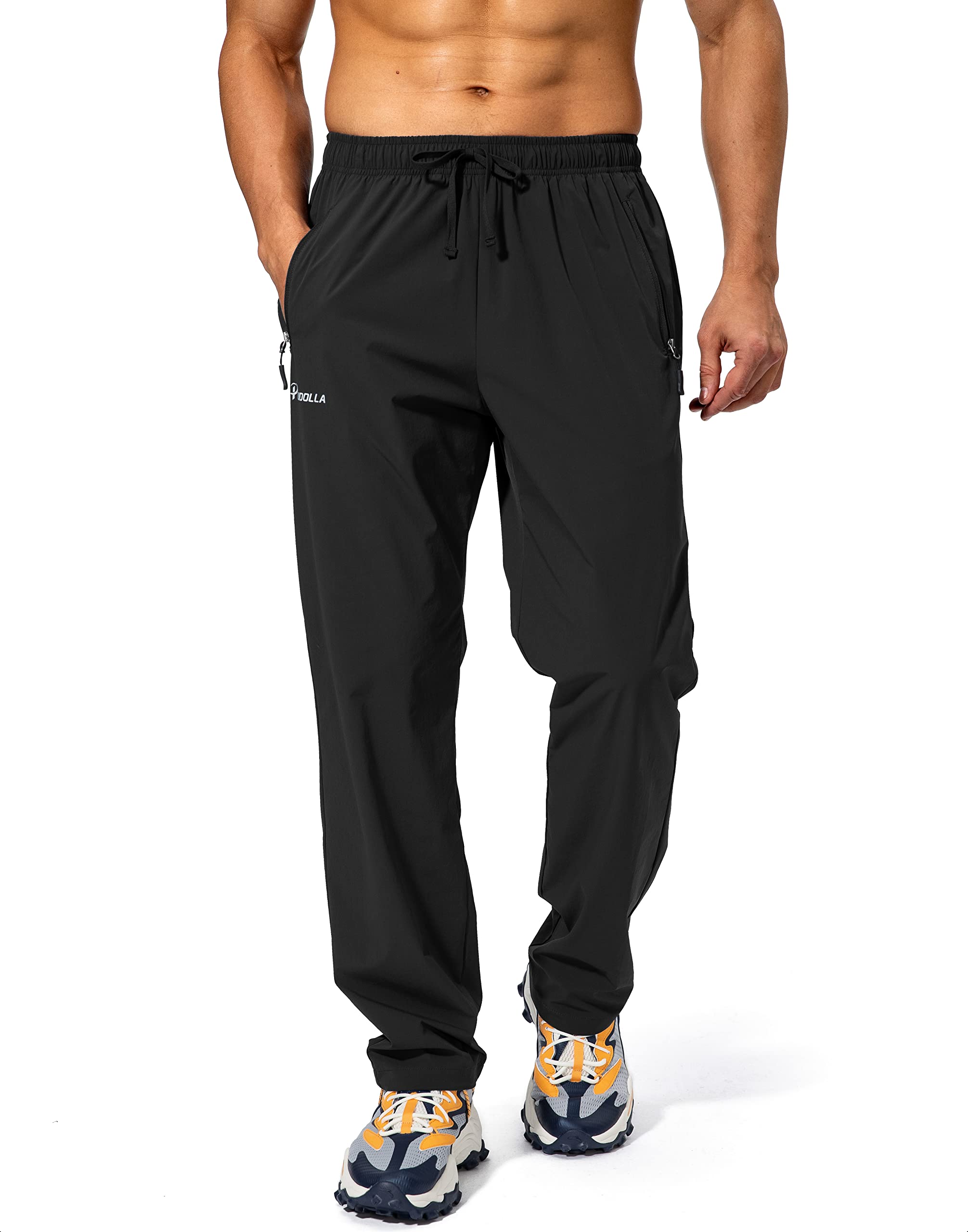 Pudolla Men's Workout Athletic Pants Elastic Waist Jogging Running Pants for Men with Zipper Pockets (Black 3XL)