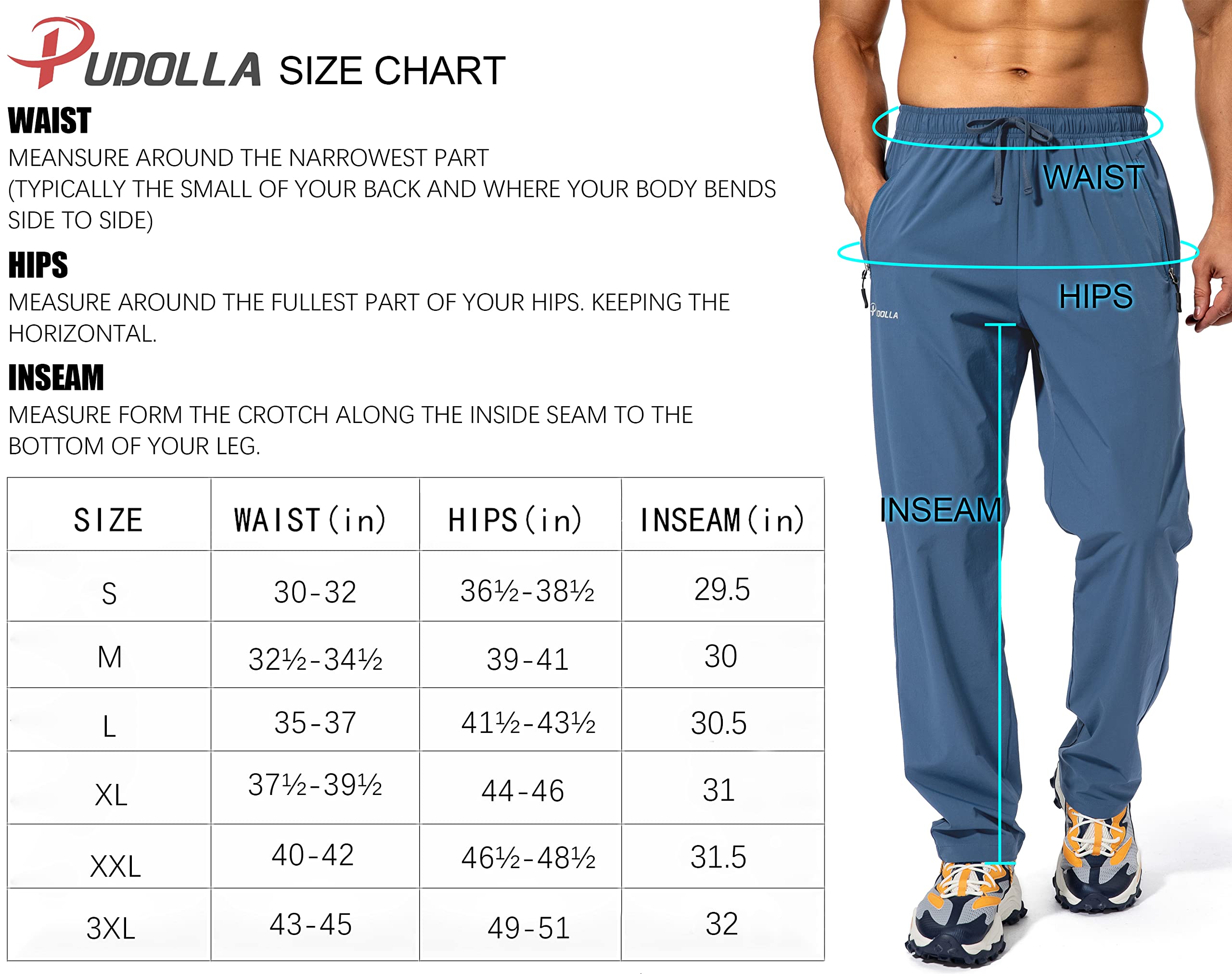 Pudolla Men's Workout Athletic Pants Elastic Waist Jogging Running Pants for Men with Zipper Pockets (Black 3XL)