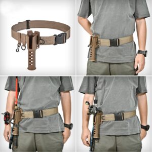 Fishing Wading Belt Rod Holder Adjustable Wader Fishing Waist Belt for Fly Surf Casting Spinning Fishing Pole Fishing Tackle (Khaki)