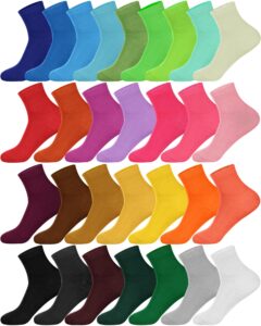 foaincore 30 pairs women crew socks solid color socks for women size 9-11 cotton socks comfortable women's athletic socks (multicolor)