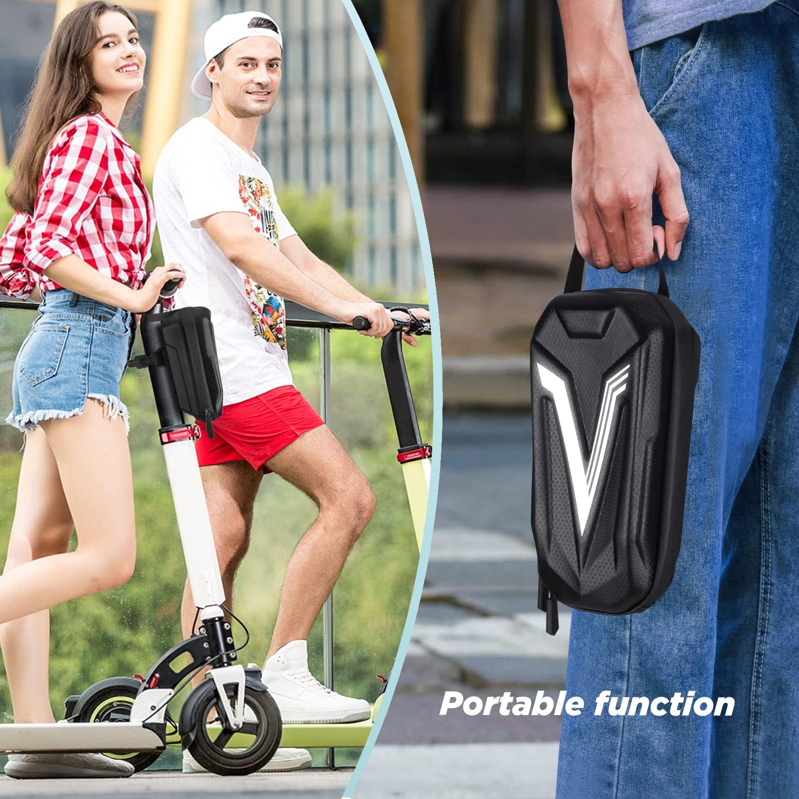 Vitalismo Electric Scooter Bag Scooter Accessories for Adults Kick Scooter Front Bag Waterproof EVA E Scooter Storage Bag Large Capacity Universal Scooter Handlebar Bag (2L)