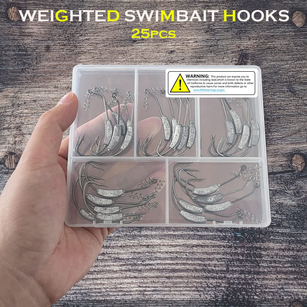 UperUper 25 Pack Weighted Swimbait Hooks, Jig Heads with Twist Lock, Soft Plastic Worm Fishing Hooks 1/0 2/0 3/0 4/0 5/0