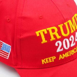 2pcs Trump Hat 2024 Trump Keep America Great Red Baseball Cap with America Flag Adjustable Cap