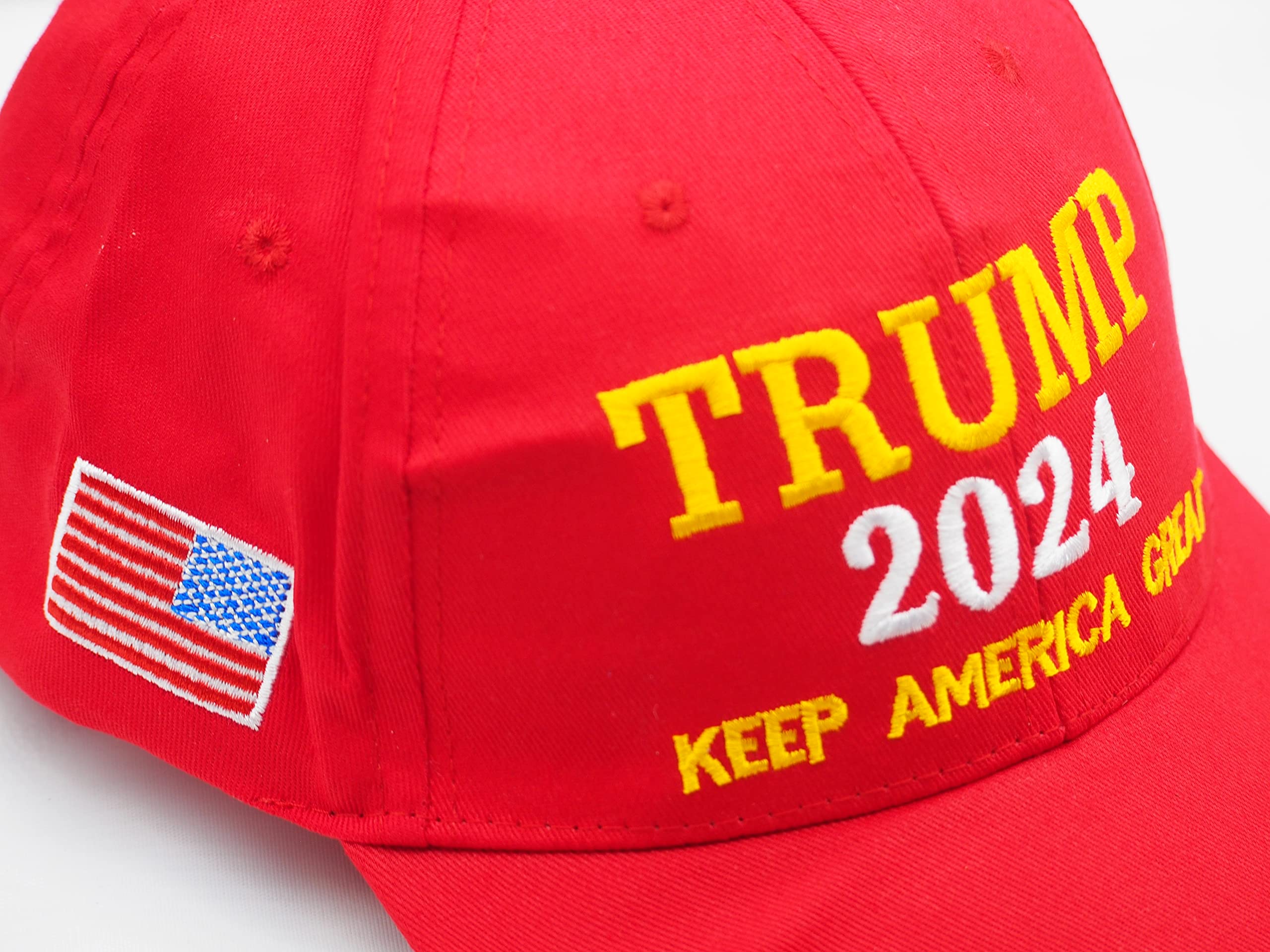 2pcs Trump Hat 2024 Trump Keep America Great Red Baseball Cap with America Flag Adjustable Cap